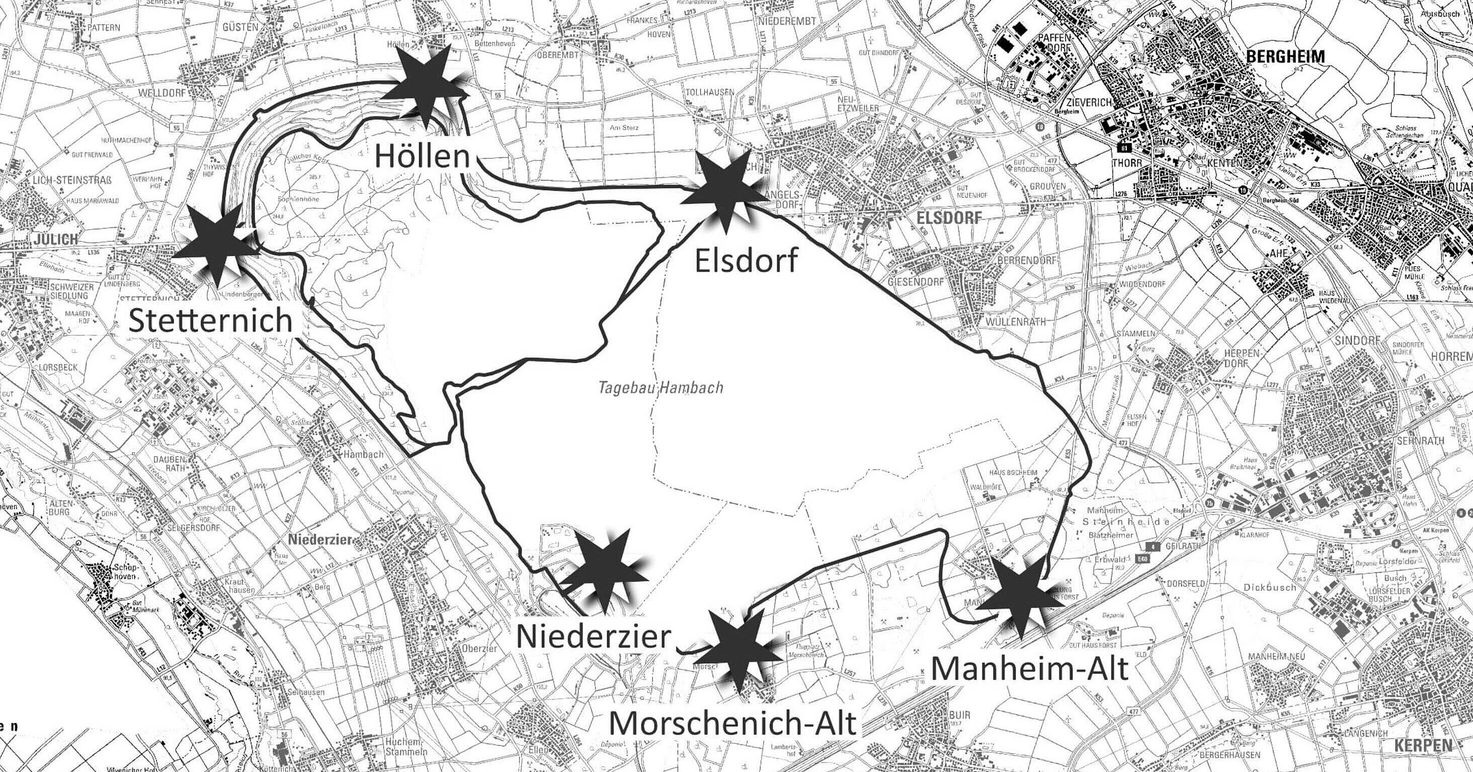 Kartenansicht Besondere Orte am Hambach Loop